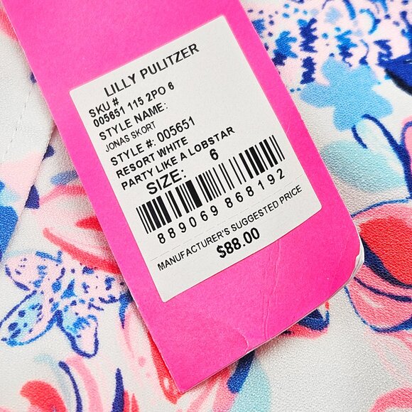 Lilly Pulitzer Jonas Skort Resort White Party Like A Lobstar - Picture 7 of 7